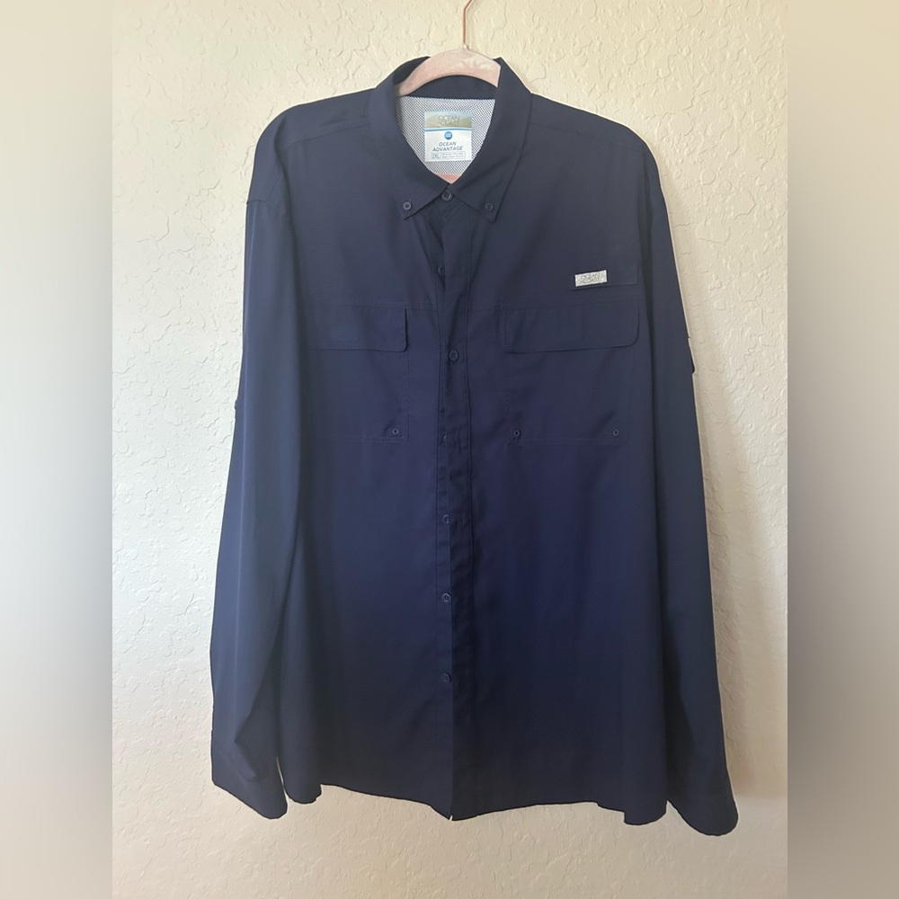 Ocean + Coast Men's Dark Blue Casual Button Down Shirt
